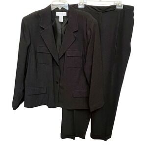 Maggie McNaughton Womens 90's Two‎ Piece Black Dot Blazer & Pants Suit Sz 22W